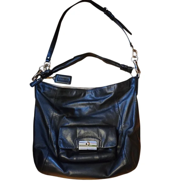 Coach Purse Black Leather Large Kristin Hobo Handbag #14769 Tote Size 17" Slouch - Picture 1 of 13